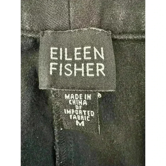 EILEEN FISHER BLACK CROPPED WIDE LEG CASUAL PANT SIZE M - Picture 3 of 10